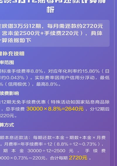 花呗套3万费用全解析