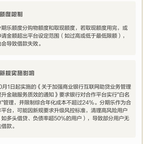 现在分期乐怎么不能借钱了?